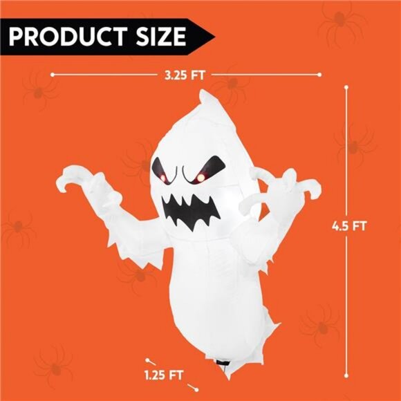 Joiedomi 4.5 FT Halloween Inflatable Ghost with Build-in LEDs,‎ Blow Up Flying - Picture 2 of 8